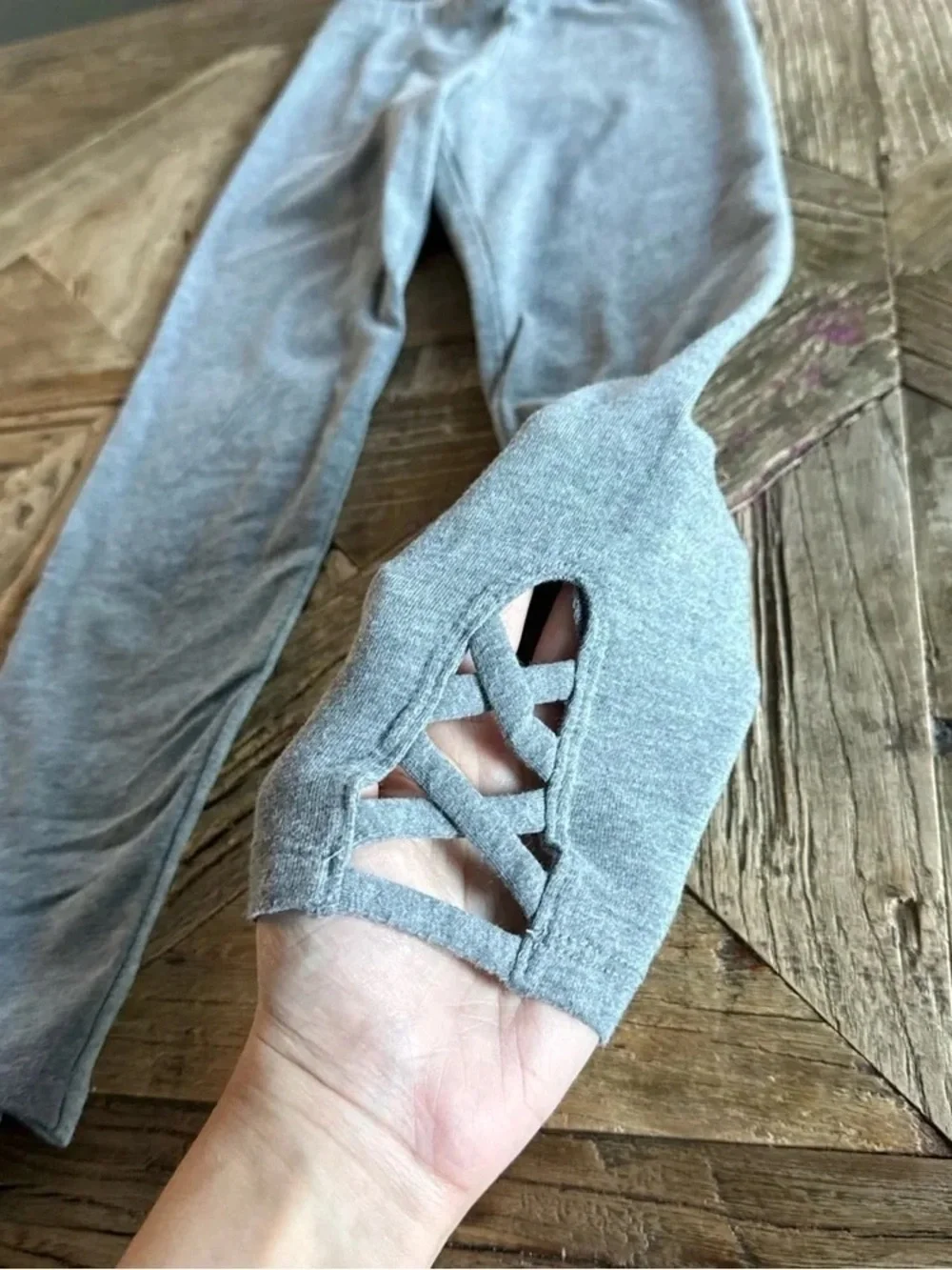 Girls' Gray Leggings with Side Ruffle - Kids Bottoms